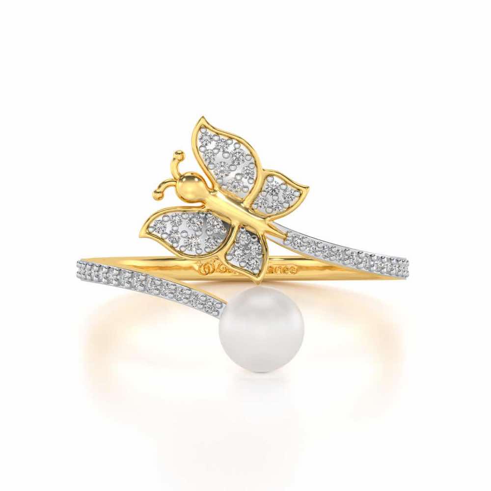 Fresh Wings Silver Pearl Ring - Yellow Gold - Image 4