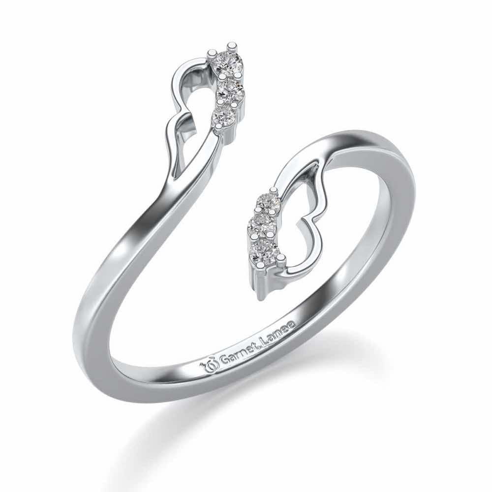 Fronds Silver Ring - White Gold - Image 1