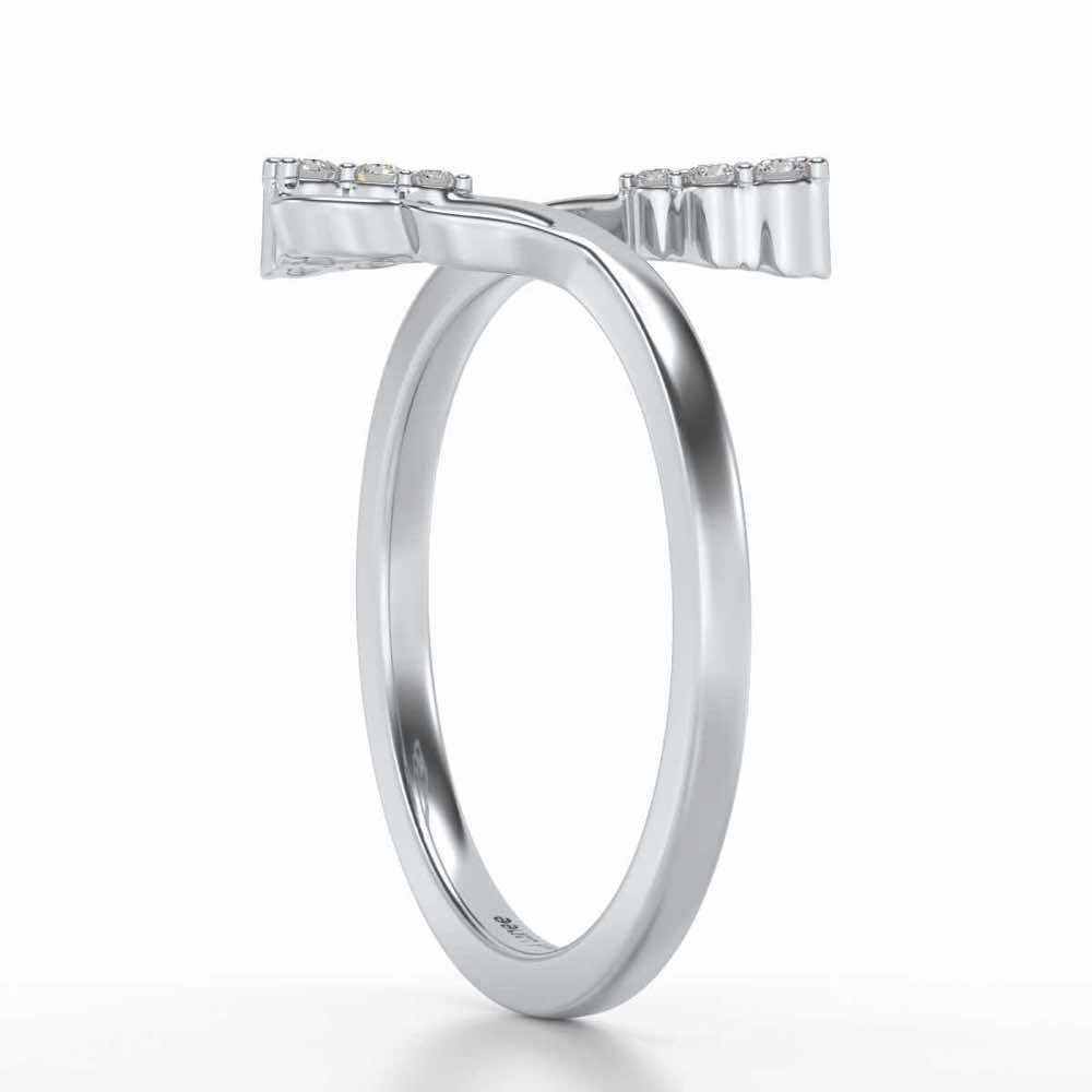 Fronds Silver Ring - White Gold - Image 3