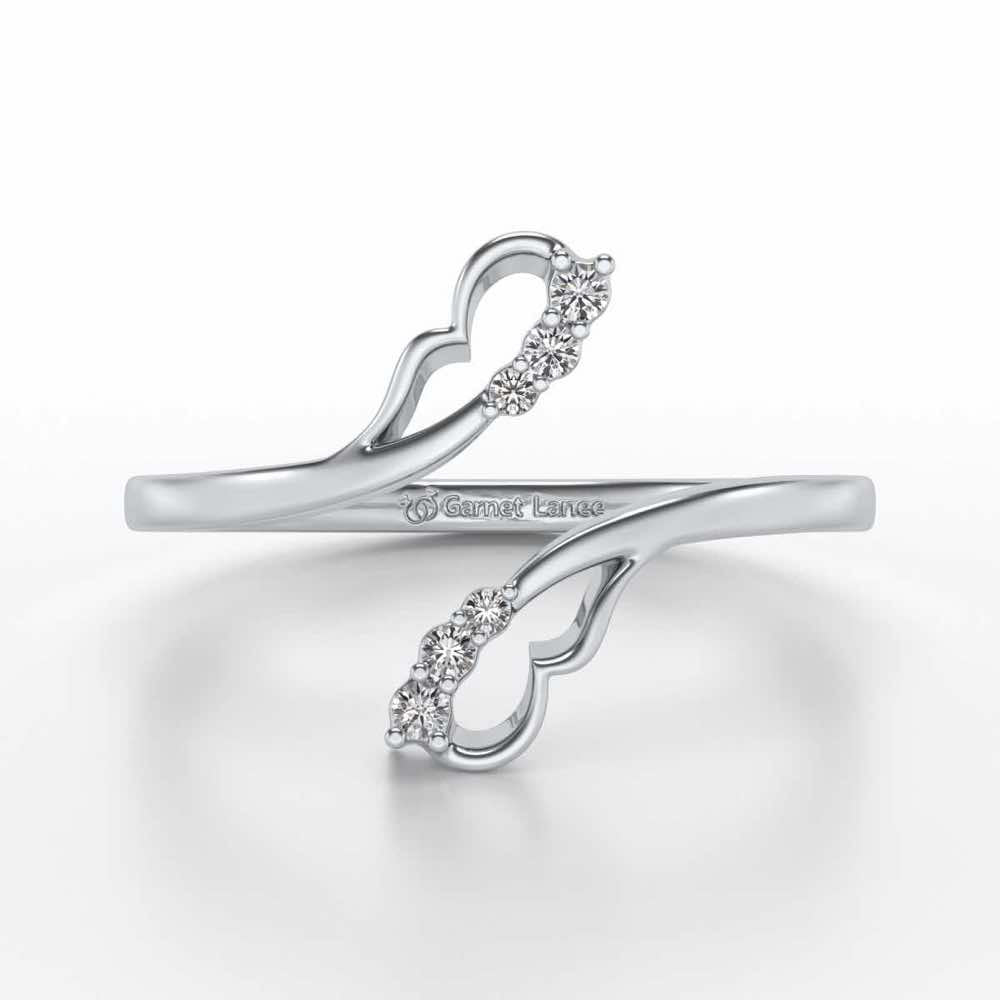 Fronds Silver Ring - White Gold - Image 4