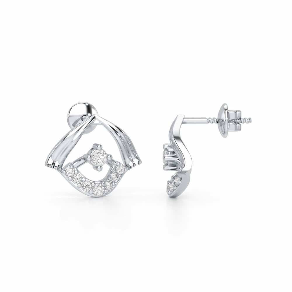 Galactic Glam Silver Earrings - White Gold - Image 4