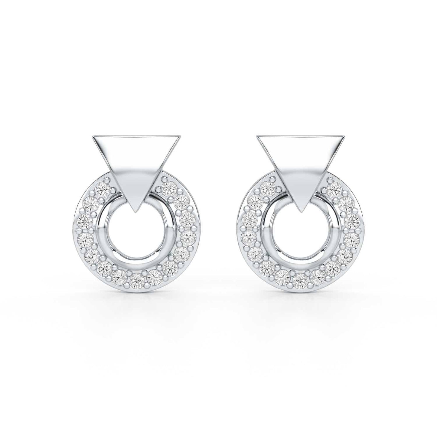 Galactic Halo Silver Earrings - White Gold - Image 2