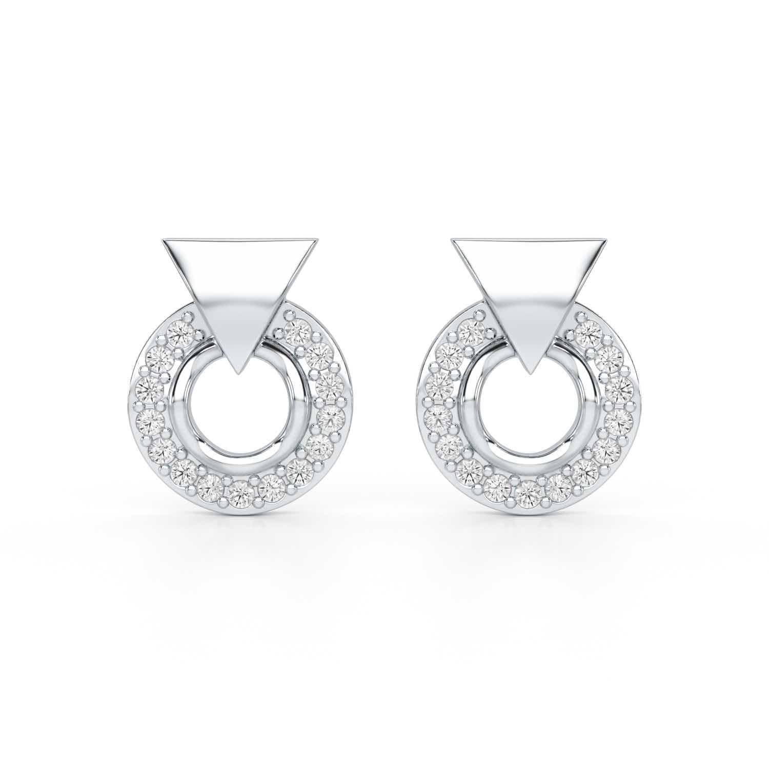 Galactic Halo Silver Earrings - White Gold - Image 2