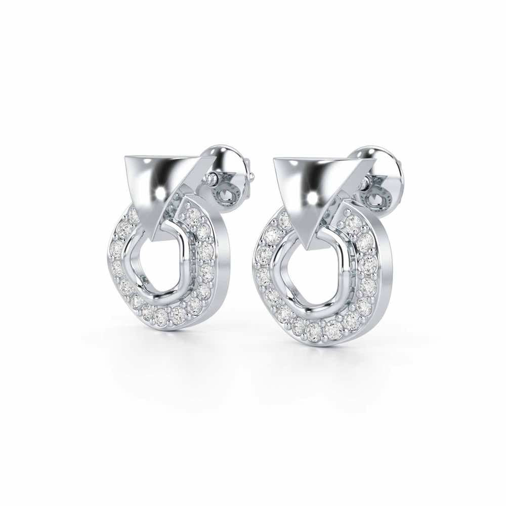Galactic Halo Silver Earrings - White Gold - Image 3