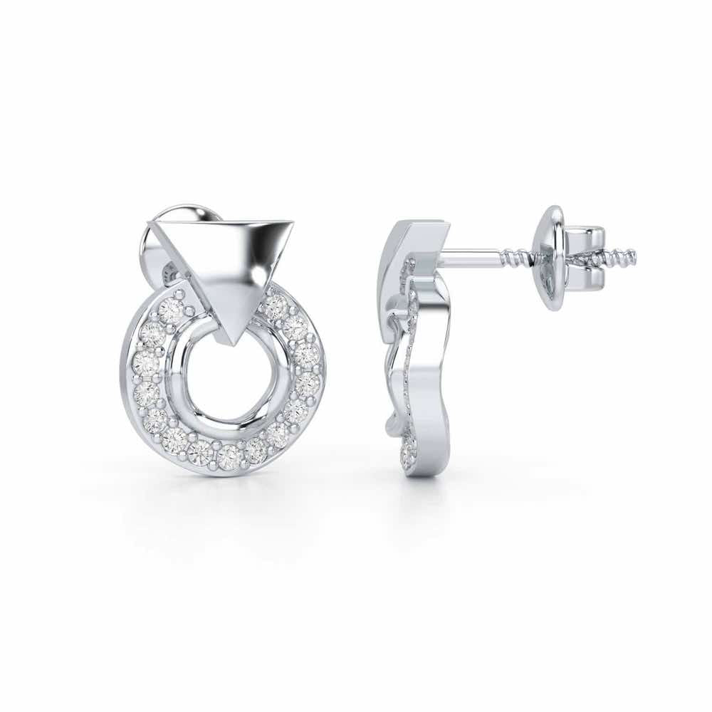 Galactic Halo Silver Earrings - White Gold - Image 4