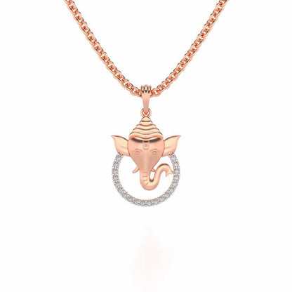Ganesha Silver Pendant - Rose Gold - Image 1
