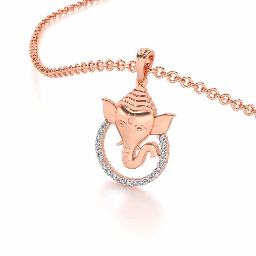 Ganesha Silver Pendant - Rose Gold - Image 2