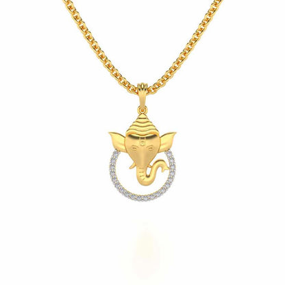 Ganesha Silver Pendant - Yellow Gold - Image 1