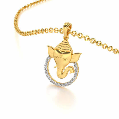 Ganesha Silver Pendant - Yellow Gold - Image 2