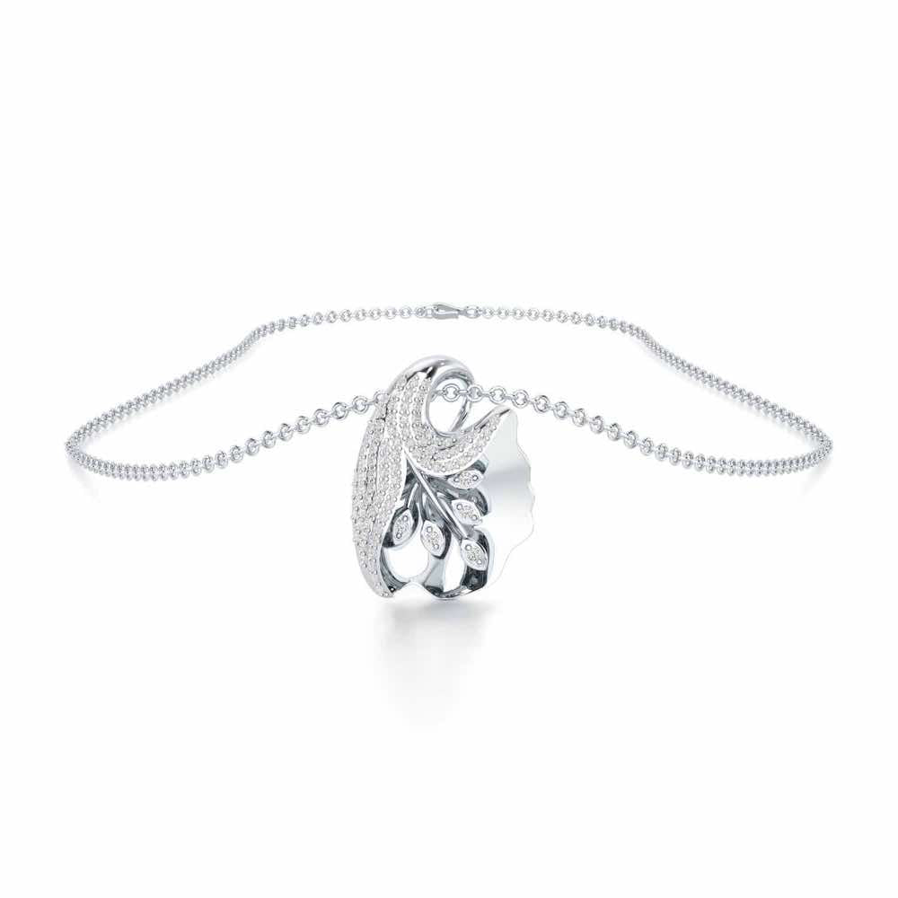 Gardenia Silver Pendant - White Gold - Image 3