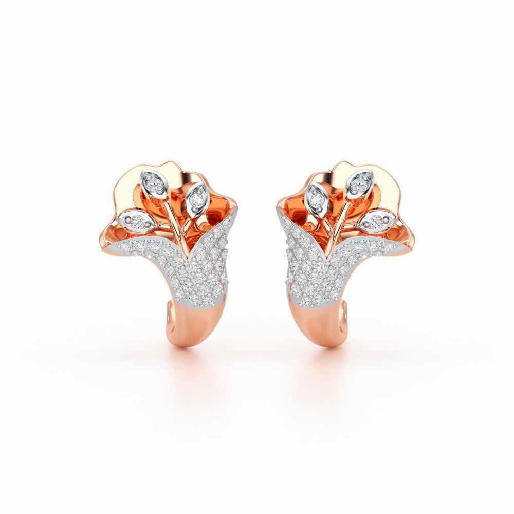 Gardenia Silver Stud Earrings - Rose Gold - Image 1