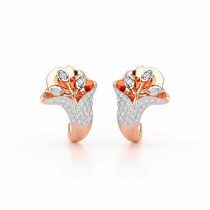 Gardenia Silver Stud Earrings - Rose Gold - Image 1