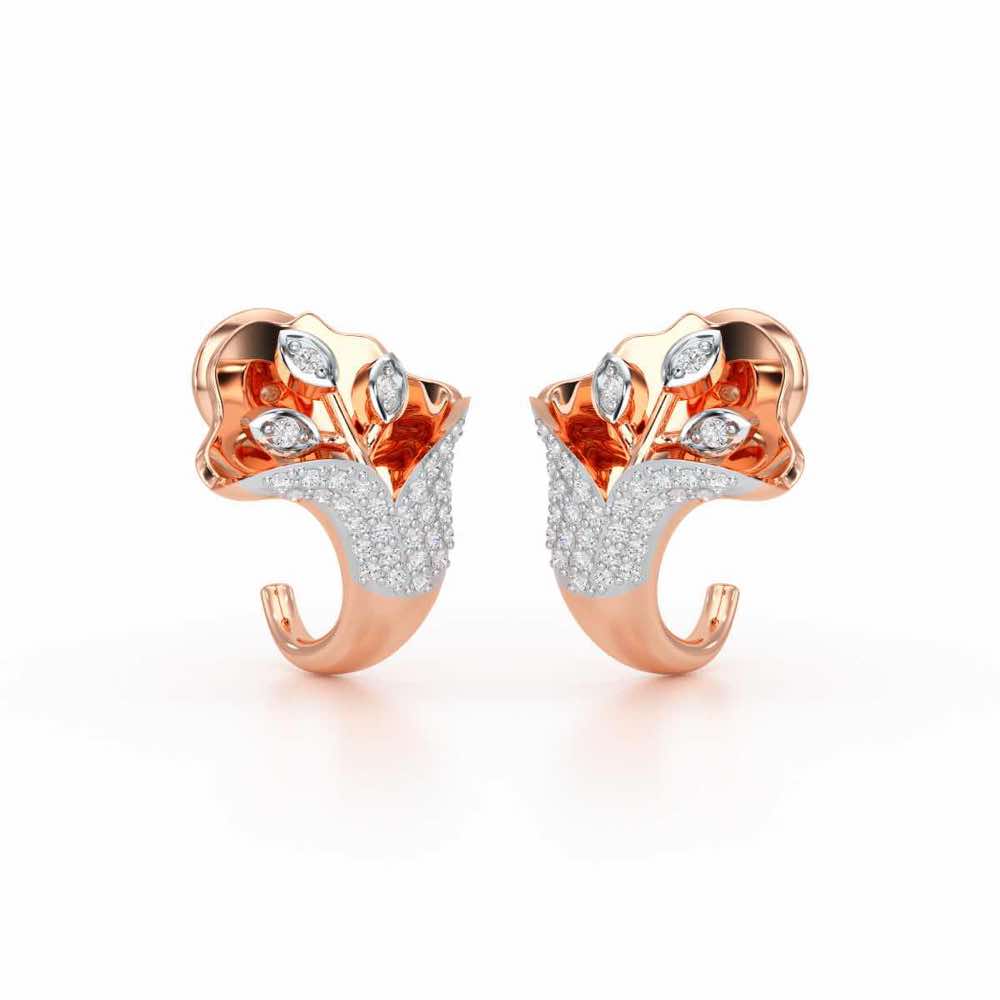 Gardenia Silver Stud Earrings - Rose Gold - Image 2