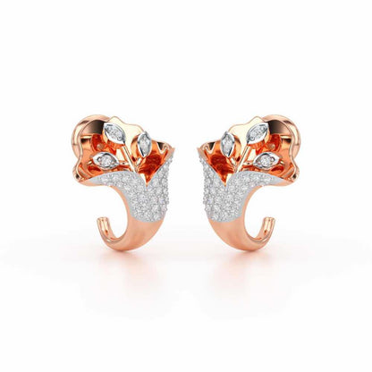Gardenia Silver Stud Earrings - Rose Gold - Image 2