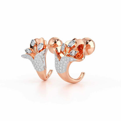 Gardenia Silver Stud Earrings - Rose Gold - Image 3