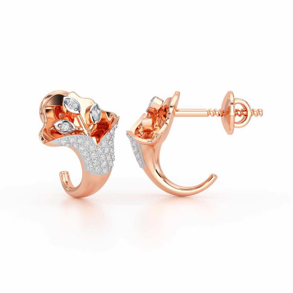 Gardenia Silver Stud Earrings - Rose Gold - Image 4