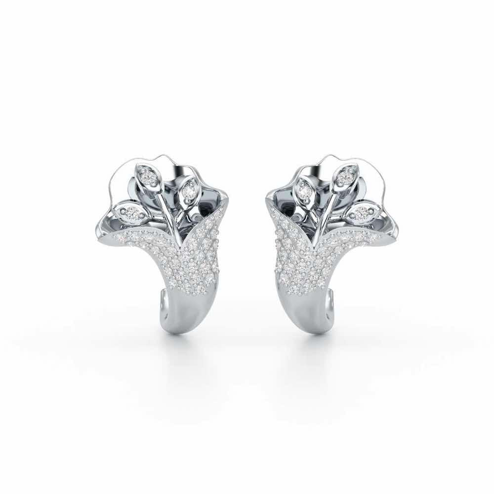 Gardenia Silver Stud Earrings - White Gold - Image 1