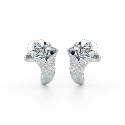 Gardenia Silver Stud Earrings - White Gold - Image 1
