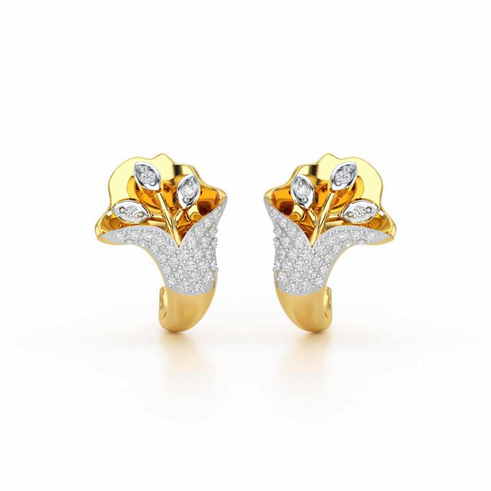 Gardenia Silver Stud Earrings - Yellow Gold - Image 1