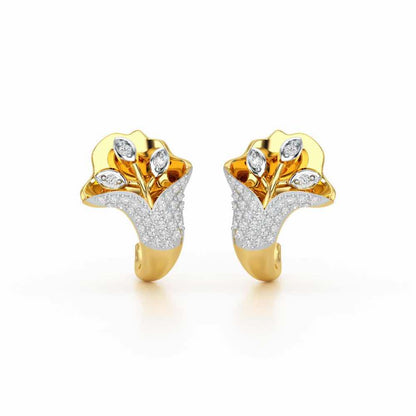 Gardenia Silver Stud Earrings - Yellow Gold - Image 1