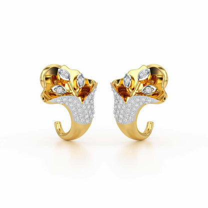 Gardenia Silver Stud Earrings - Yellow Gold - Image 2