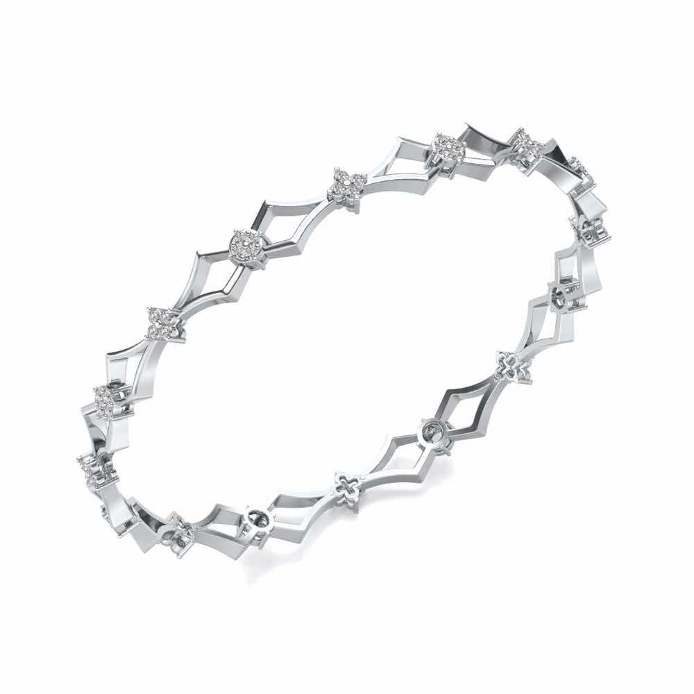 Garland Silver Bangles - White Gold - Image 1