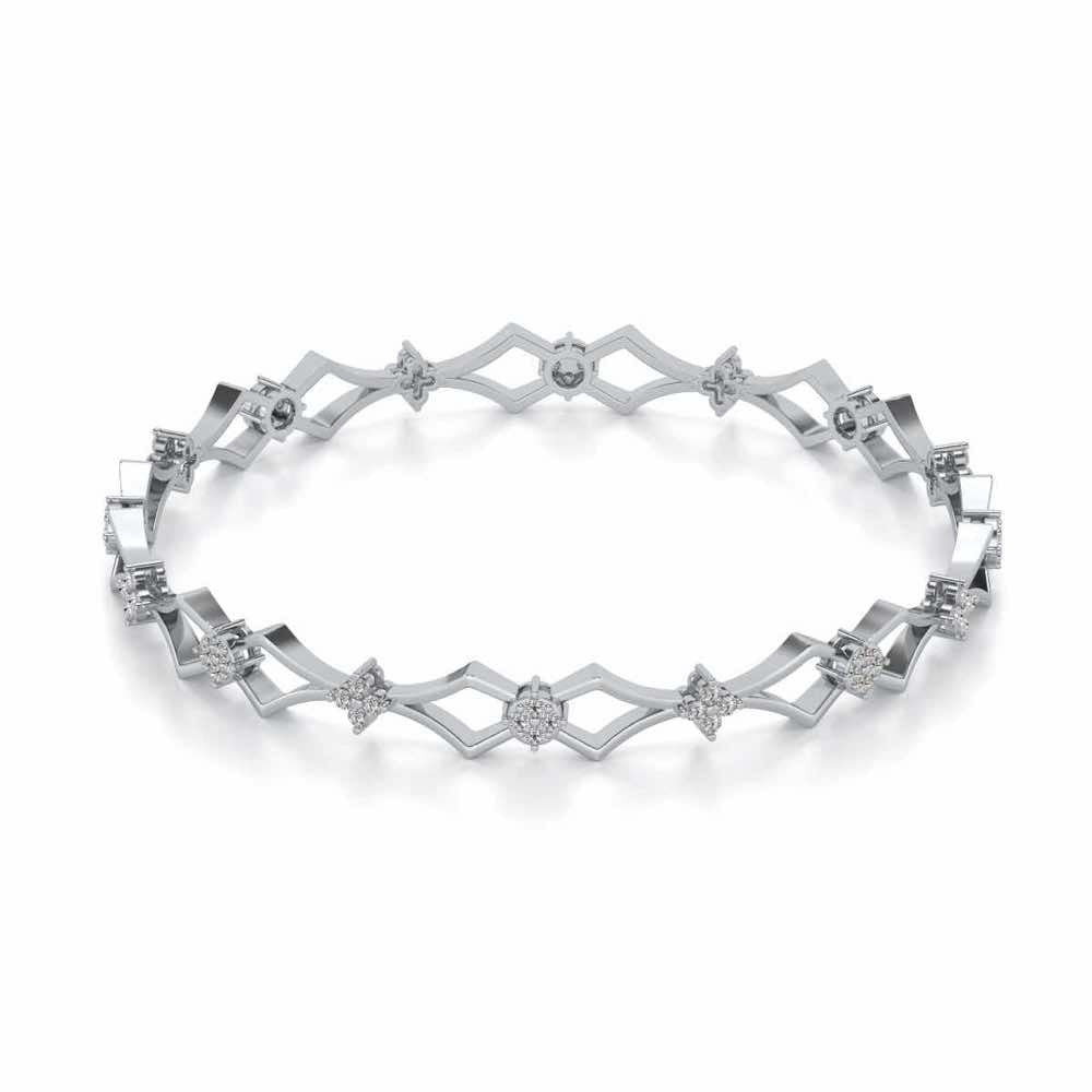 Garland Silver Bangles - White Gold - Image 2