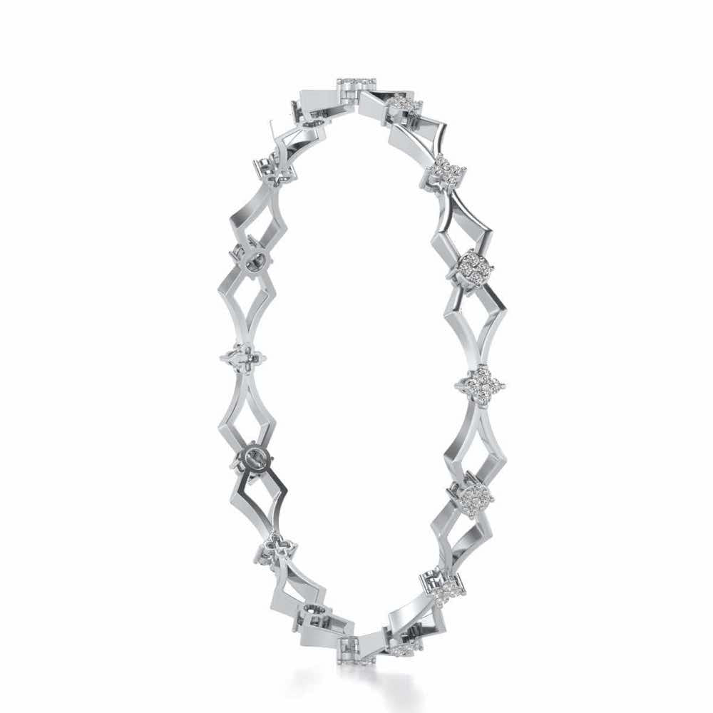 Garland Silver Bangles - White Gold - Image 3