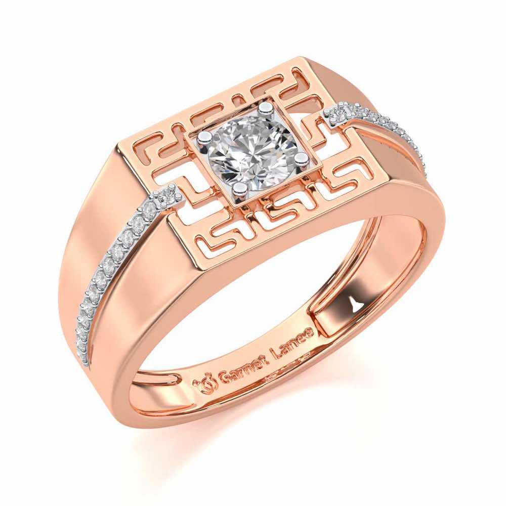 Garvit Solitaire Ring For Men - Rose Gold - Image 1