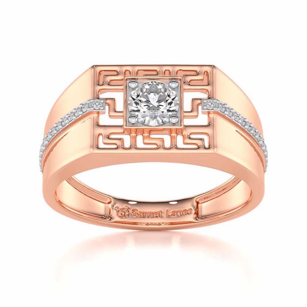 Garvit Solitaire Ring For Men - Rose Gold - Image 2