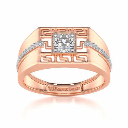 Garvit Solitaire Ring For Men - Rose Gold - Image 2