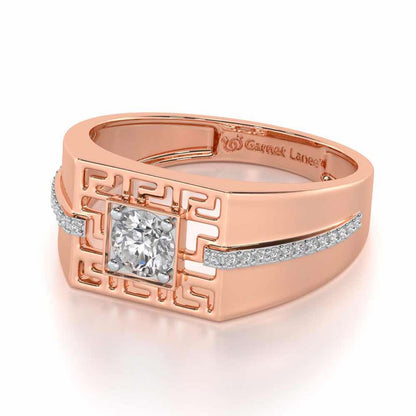Garvit Solitaire Ring For Men - Rose Gold - Image 3