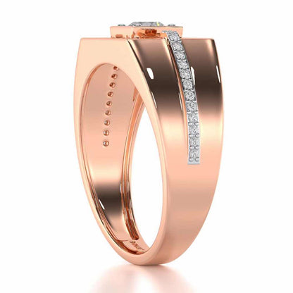 Garvit Solitaire Ring For Men - Rose Gold - Image 4