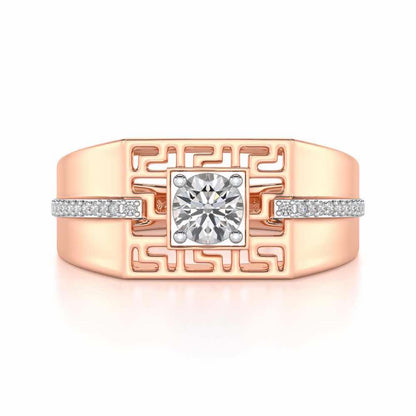 Garvit Solitaire Ring For Men - Rose Gold - Image 5