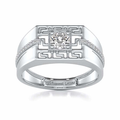 Garvit Solitaire Ring For Men - White Gold - Image 2