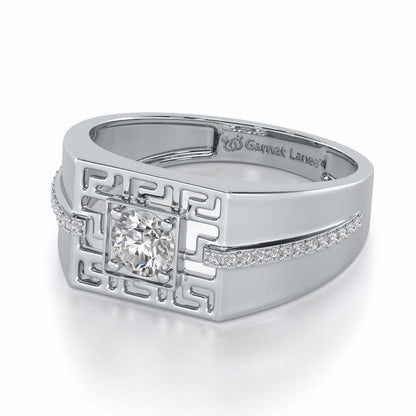 Garvit Solitaire Ring For Men - White Gold - Image 3