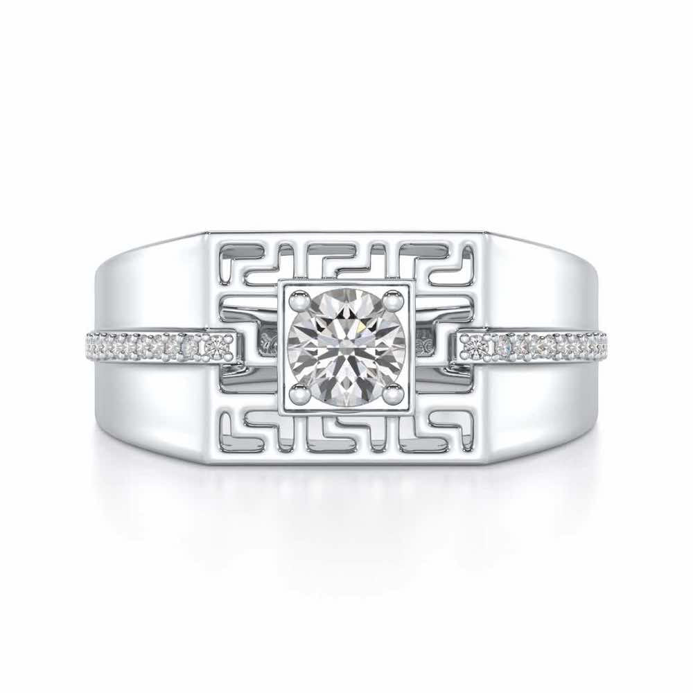 Garvit Solitaire Ring For Men - White Gold - Image 5