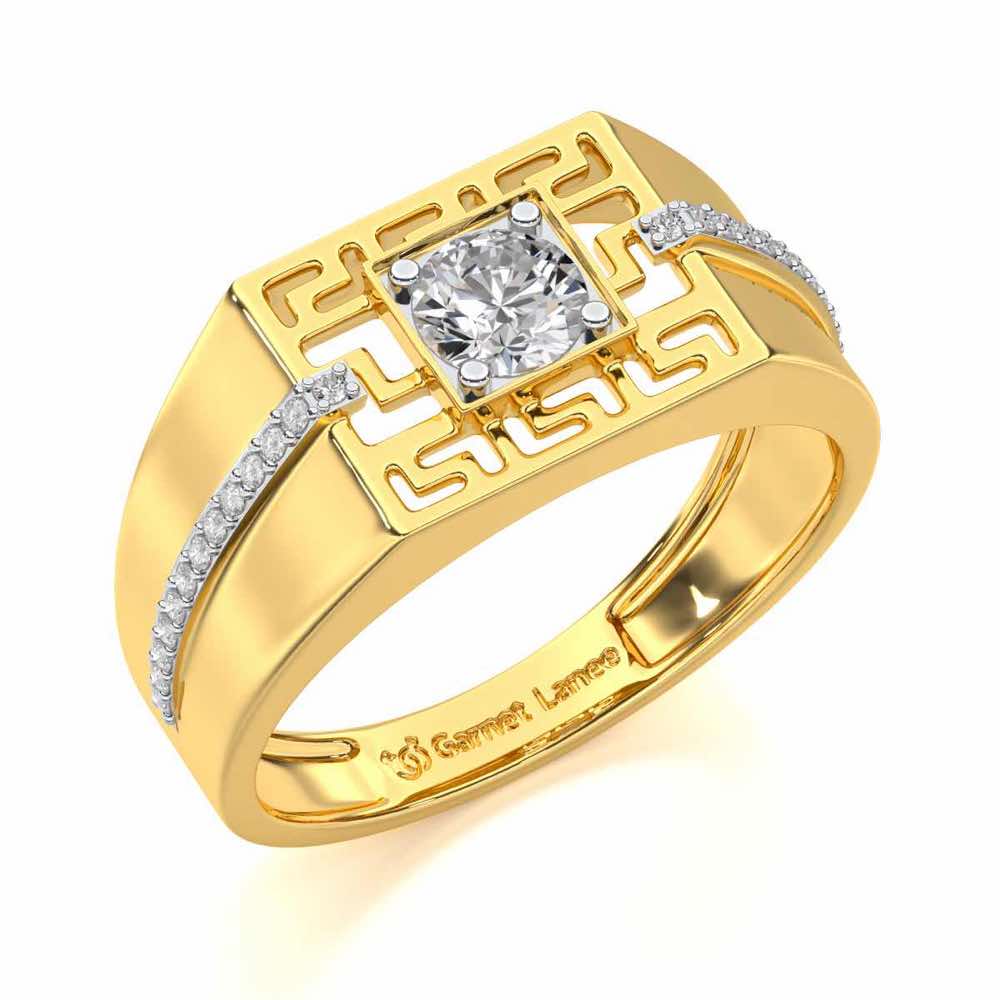 Garvit Solitaire Ring For Men - Yellow Gold - Image 1
