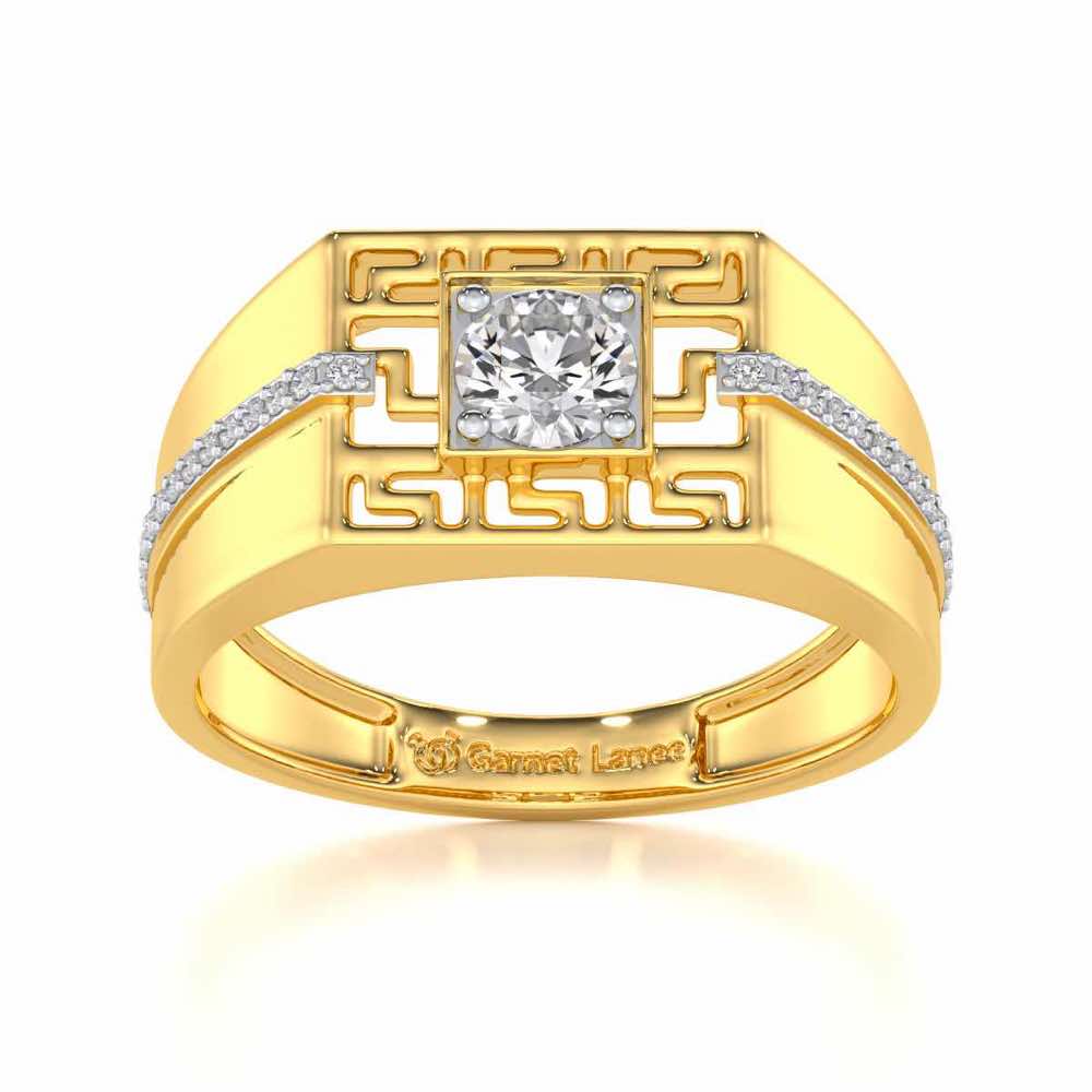 Garvit Solitaire Ring For Men - Yellow Gold - Image 2