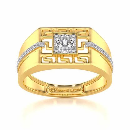 Garvit Solitaire Ring For Men - Yellow Gold - Image 2
