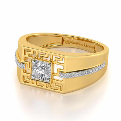 Garvit Solitaire Ring For Men - Yellow Gold - Image 3