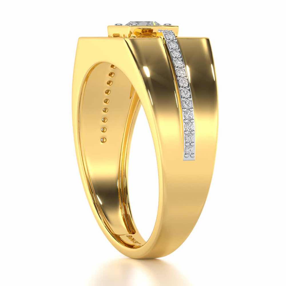 Garvit Solitaire Ring For Men - Yellow Gold - Image 4