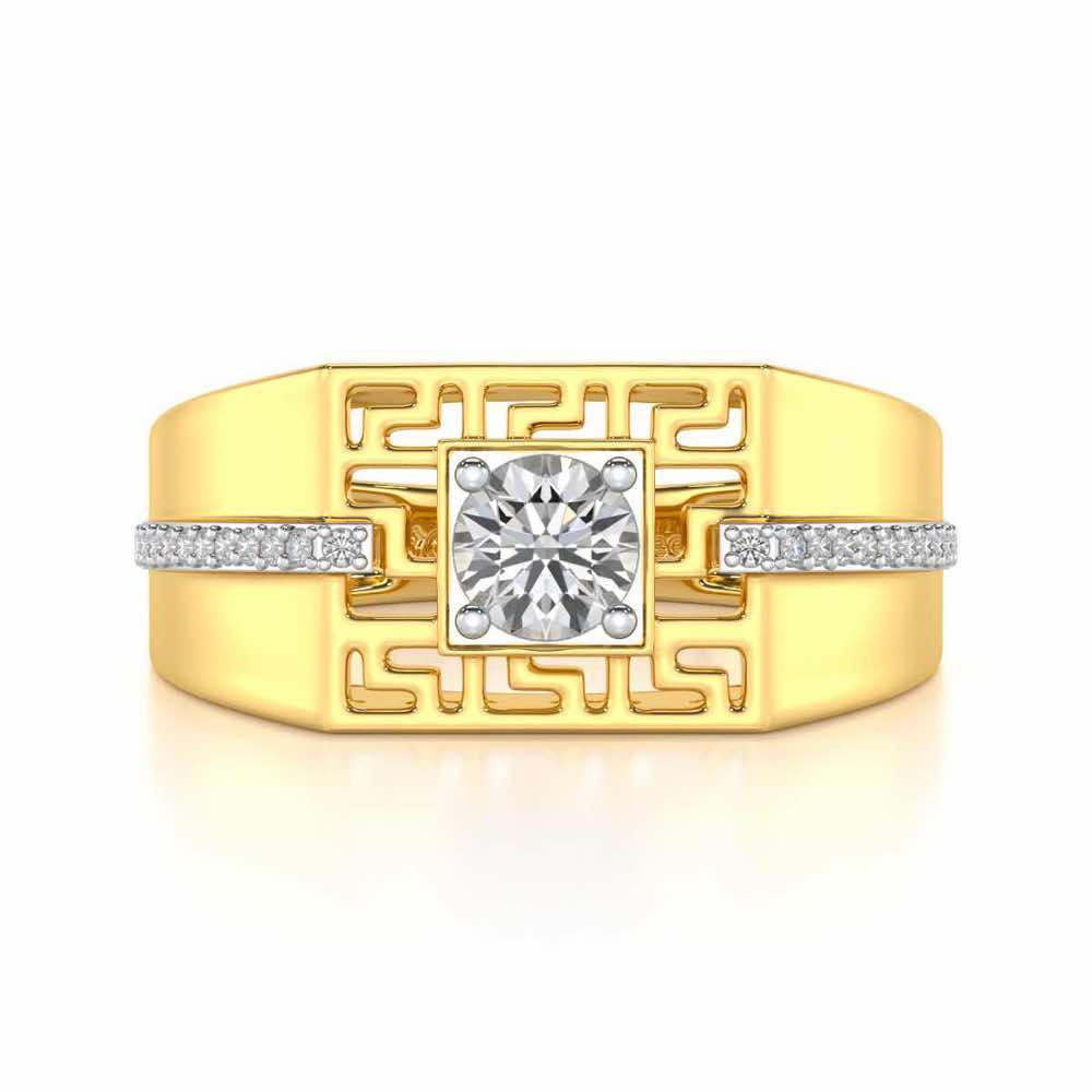 Garvit Solitaire Ring For Men - Yellow Gold - Image 5