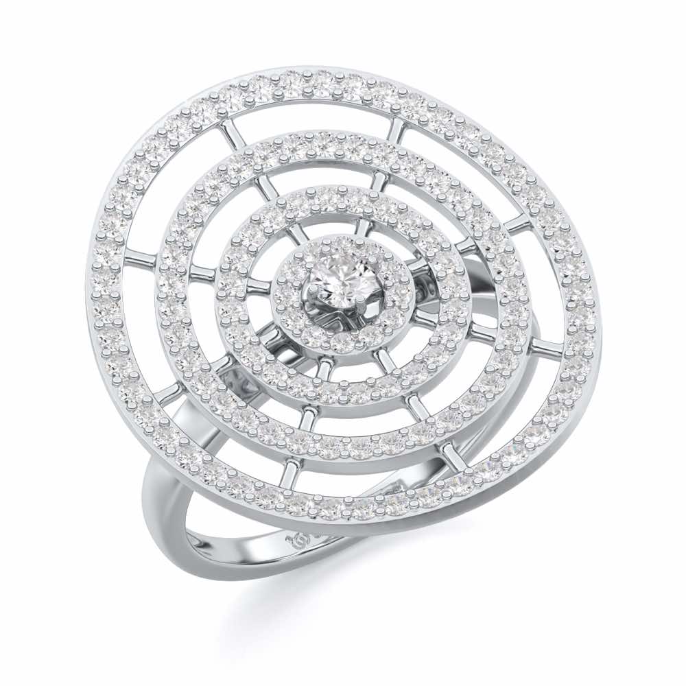 Gem Gaze Silver Ring - White Gold - Image 1