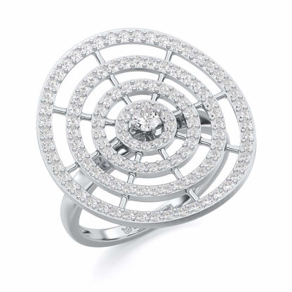 Gem Gaze Silver Ring - White Gold - Image 1