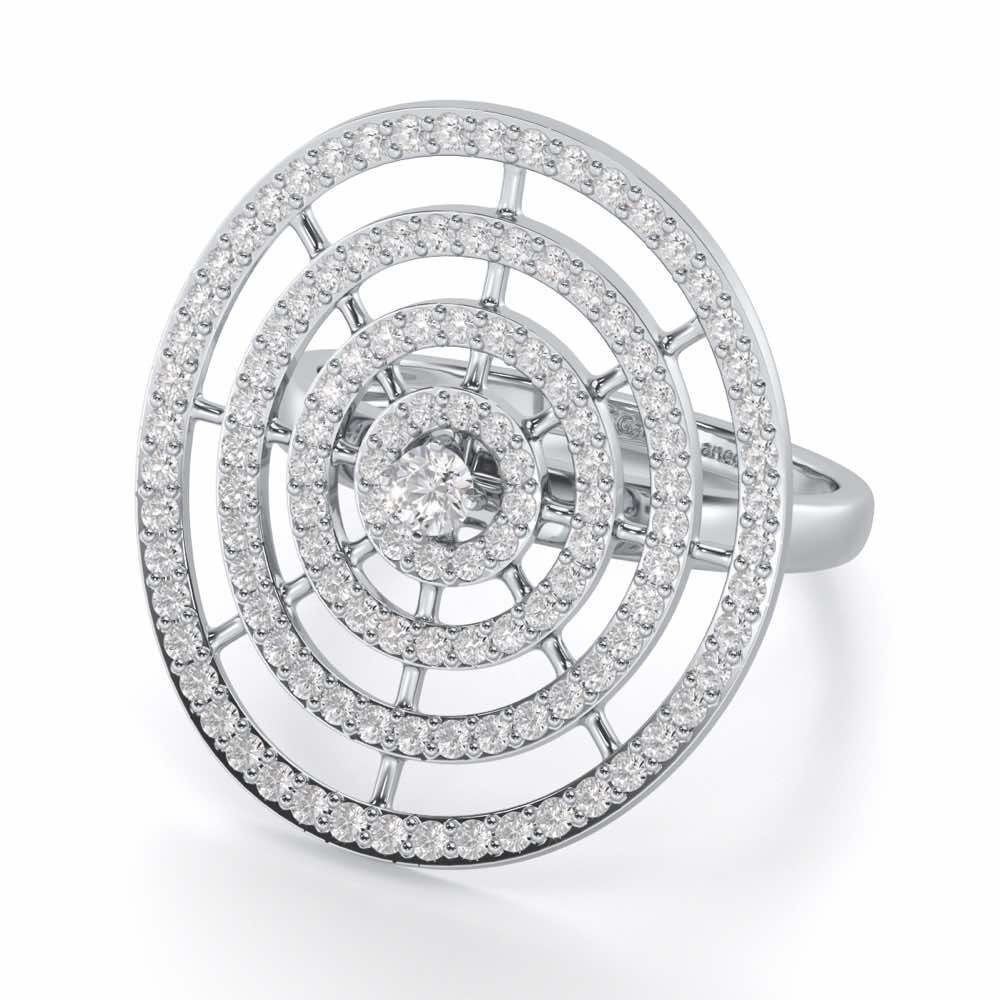 Gem Gaze Silver Ring - White Gold - Image 3