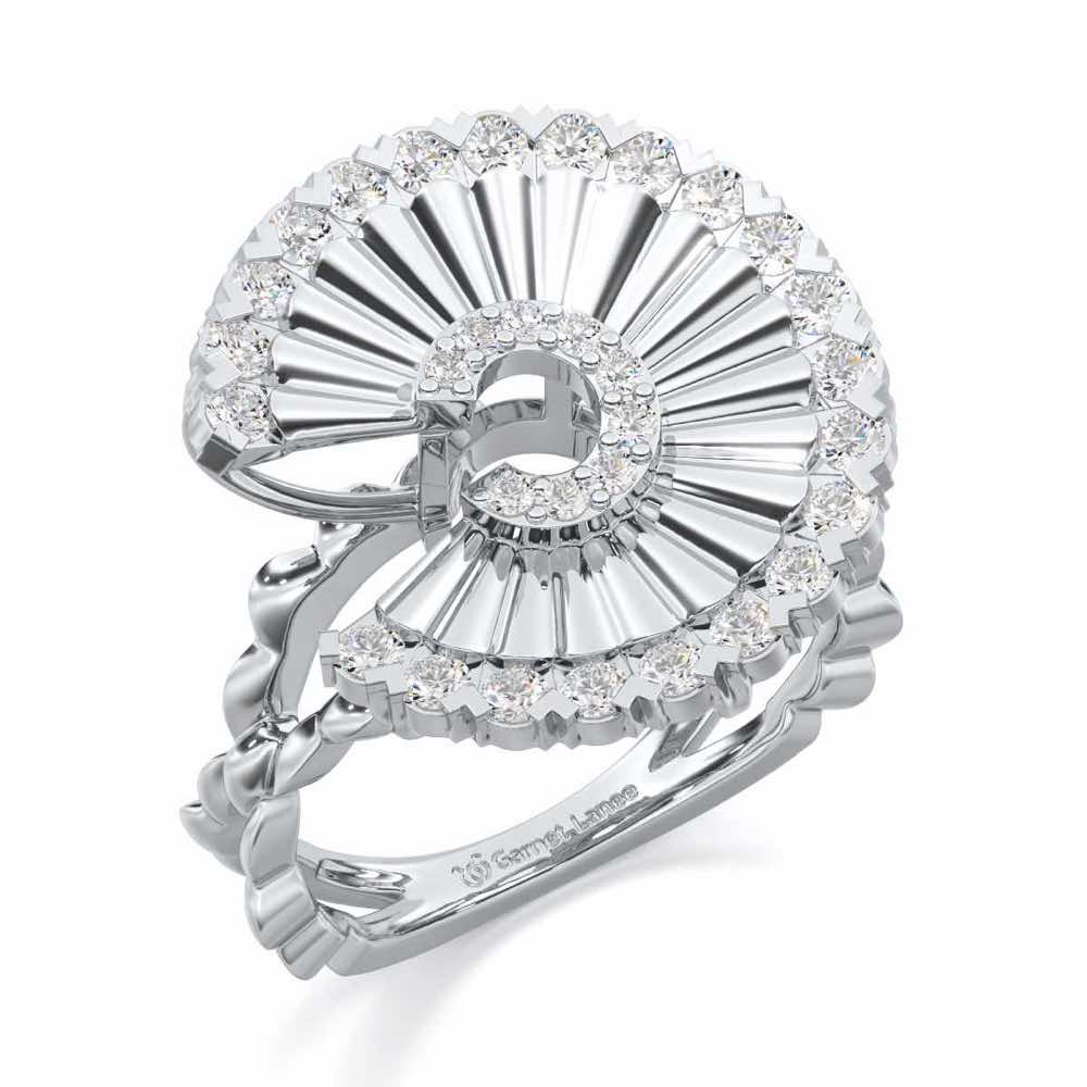 Gem Glimpse Silver Ring - White Gold - Image 1