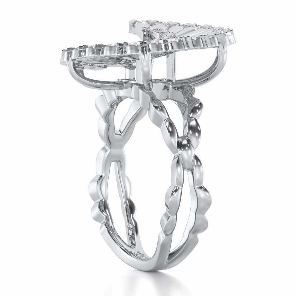 Gem Glimpse Silver Ring - White Gold - Image 3