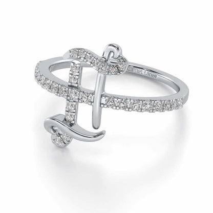 Gentle Gemini Silver Ring - White Gold - Image 2