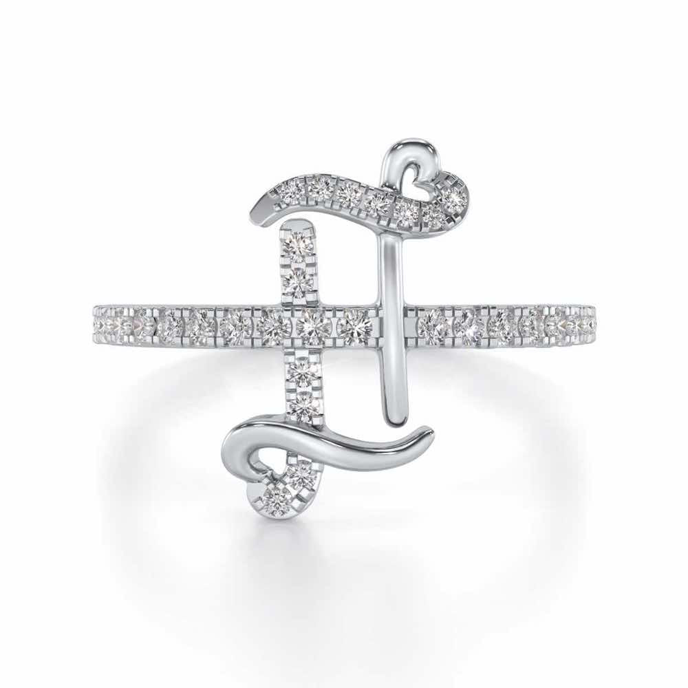 Gentle Gemini Silver Ring - White Gold - Image 4